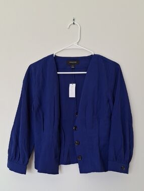 Deep Blue Buttoned Open Jacket